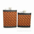 New Style Leather Hip Flasks with Delicate Design, Customized Colors Welcomed